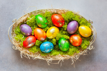 Easter composition with colorful Easter eggs