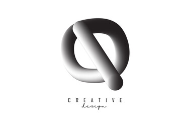 Letter Q logo with grey gradient 3D effect. Creative vector illustration with twisted shape.