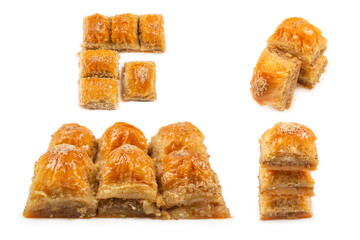 Delicious sweet baklava isolated on white background.