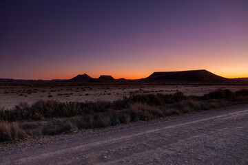 Fototapeta premium sunset in Las Bardenas Reales desert. Navarra, Spain 