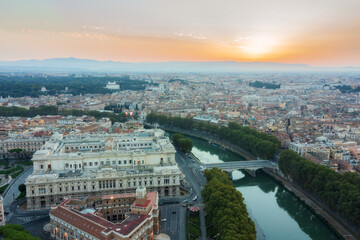 Aerial view of Rome at sunrise