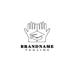 hand and graduation cap logo cartoon design icon vector illustration
