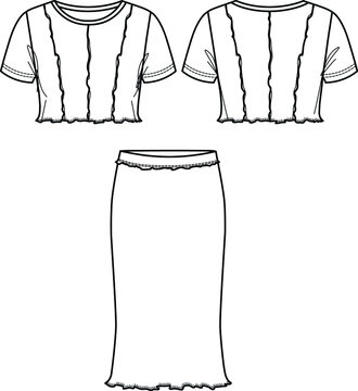 white crop top and skirt fashion design clip art preview