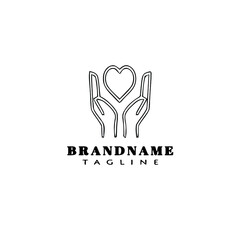 hand and heart logo cartoon design icon illustration