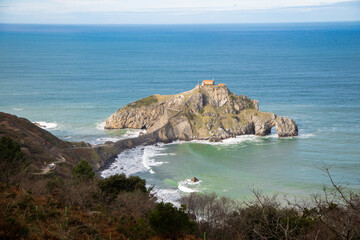 Gaztelugatxe hermitage in sunny day