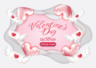 Fototapeta na wymiar happy valentine's day banner design for website