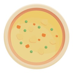 Corn cream soup icon cartoon vector. Hot bowl. Food curry