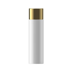 Slim Gold Cap Plastic Bottle Cosmetic Isolated