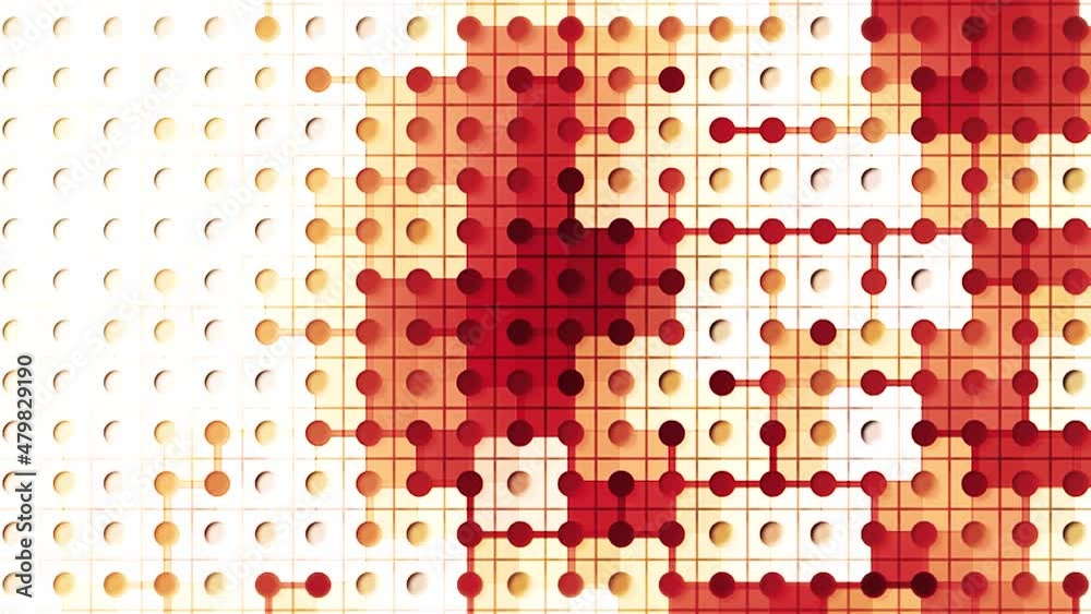 Poster abstract background with red and yellow squares. seamless loop. motion. blinking colorful tiles on l