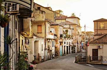 Fototapeta na wymiar Old town of Pizzo at sunset, Calabria, Italy