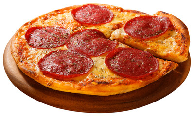 Pizza Salami on clean white background
