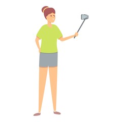 Vlogger selfie stick icon cartoon vector. Live stream. Social show
