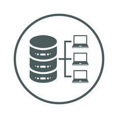 Data, warehouse, database, host, hosting icon. Gray vector graphics.