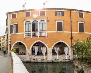 Fototapeta na wymiar View from the San Francesco bridge in Treviso, Veneto - Italy
