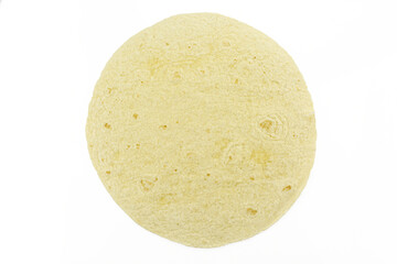 Flat empty tortilla wrap isolated on white background. 