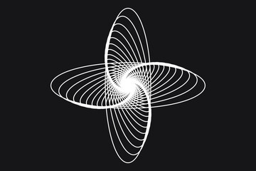 Abstract rotate Spirograph spiral 4 propeller blades. Vector illustration. - obrazy, fototapety, plakaty