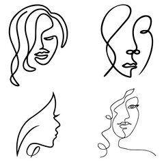 Illustration set of woman with hair