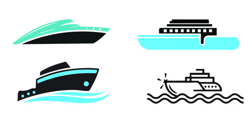 set of icons of ship