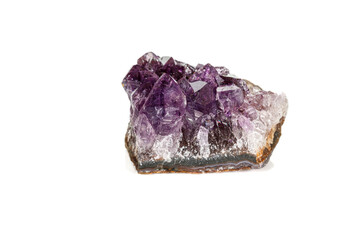 Amethyst Crystal Druse  macro mineral on white background