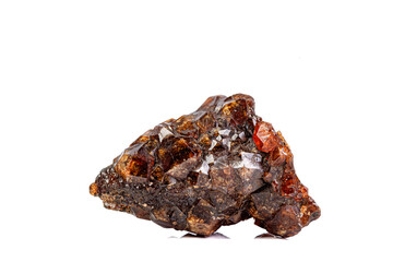 macro mineral garnet stone on a white background