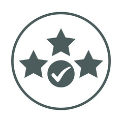 Features, rating, star icon. Rounded gray vector sketch.