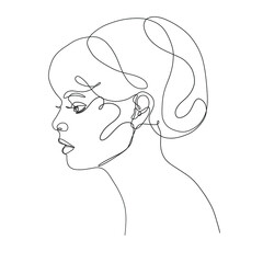 One line hand drawn beautiful woman. Vector minimalist illustration isolated on white background. 