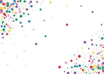 Multicolored Dot Color Background. Confetti Circular Texture. Yellow Paper Circle. Orange Festive Round Illustration.
