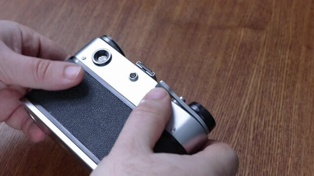 The old vintage soviet film rangefinder camera, released in USSR.	