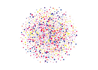 Yellow Circle Shape Illustration. Jubilee Round Background. Green Object Triangle Isolated. Pink Year Square.