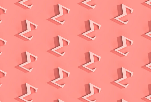 Sigma, summation symbol pattern on pink background.