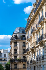 Fototapeta na wymiar Paris, beautiful buildings in the 16th arrondissement, avenue Foch, an upscale neighborhood 