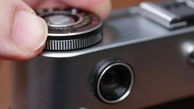 The old vintage soviet film rangefinder camera, released in USSR.