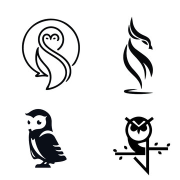 set of owl logo design template 