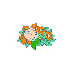 flowers and baby sleep cartoon 
