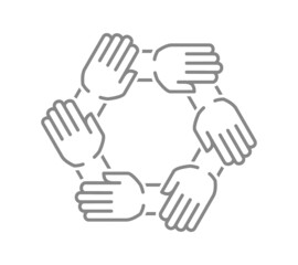 Unity and teamwork line icon. Togetherness, cooperation symbol