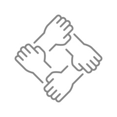 Solidarity line icon. Team work, cooperation symbol