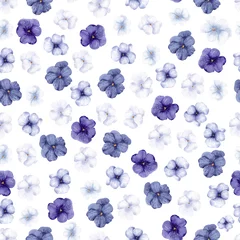 Tapeten Nahtloses Muster mit sehr peri Blumen, Aquarellblumenzusammensetzung, lokalisiert auf weißem Hintergrund © марина васильева