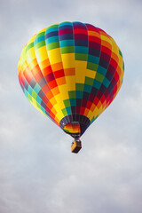 hot air balloon in flight in the sky