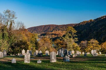 Historic Cemetery Overlooking the River, Harpers Ferry, West Virginia, USA