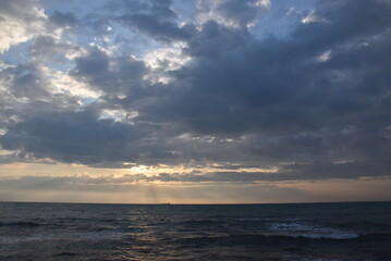 Naklejka na ściany i meble Sunrise over the Black Sea in early January