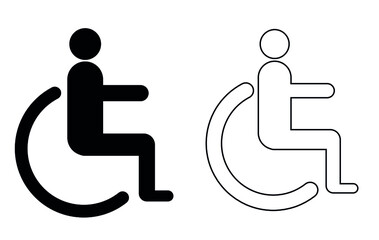 Wheelchair vector icon eps 10. Simple vector illustration isolated on a white background. Editable Stroke.