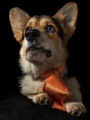 Pies rasy corgi pembroke na czarnym tle © Michal45