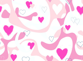 Love Valentine's day seamless background. Love heart tiling holiday backdrop. Romantic date card pattern with love hearts