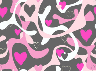 Naklejka premium Love Valentine's day seamless background. Love heart tiling holiday backdrop. Romantic date card pattern with love hearts