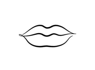 Lips female linear contour. Lips line drawn illustration. Beautiful Woman lips logo sketch drawing. Design concept good for logo, card, banner, poster, flyer