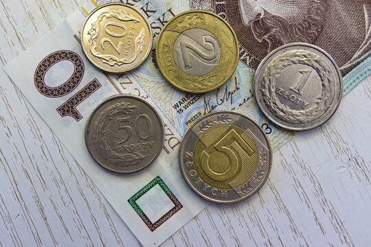 Polskie pieniądze banknoty i monety złot&oacute;wki