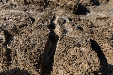 texture of minerals and salt in Dead sea