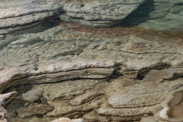 texture of minerals and salt in Dead sea