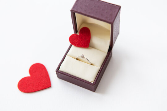 A beautiful diamond ring for a marriage proposal. Place for an inscription, close-up.