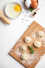 Meat dumplings - russian pelmeni. Traditional homemade food
